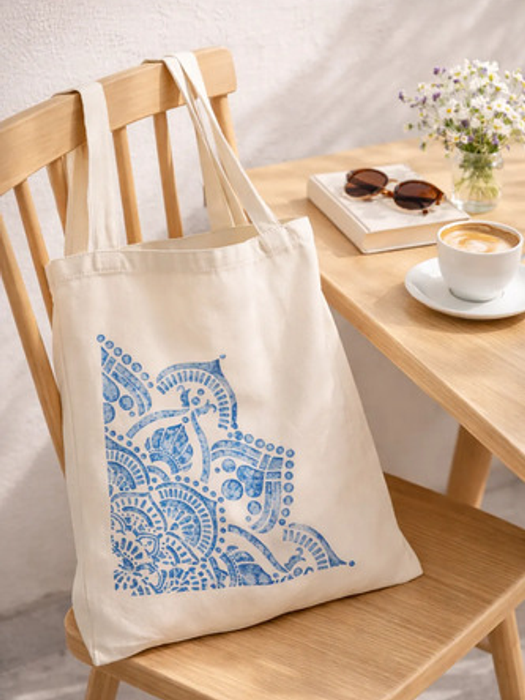 Bolso Tote Bag Algodón Natural Pintada Mano Colores 39x35 Cm 5