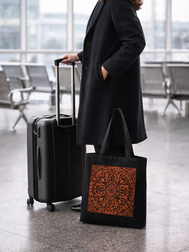 Bolso Tote Generica Tote Bag Lona Asas Negras 4