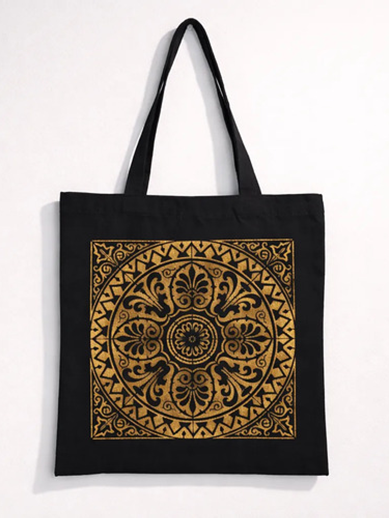 Bolso Tote Generica Tote Bag Lona Asas Negras 6