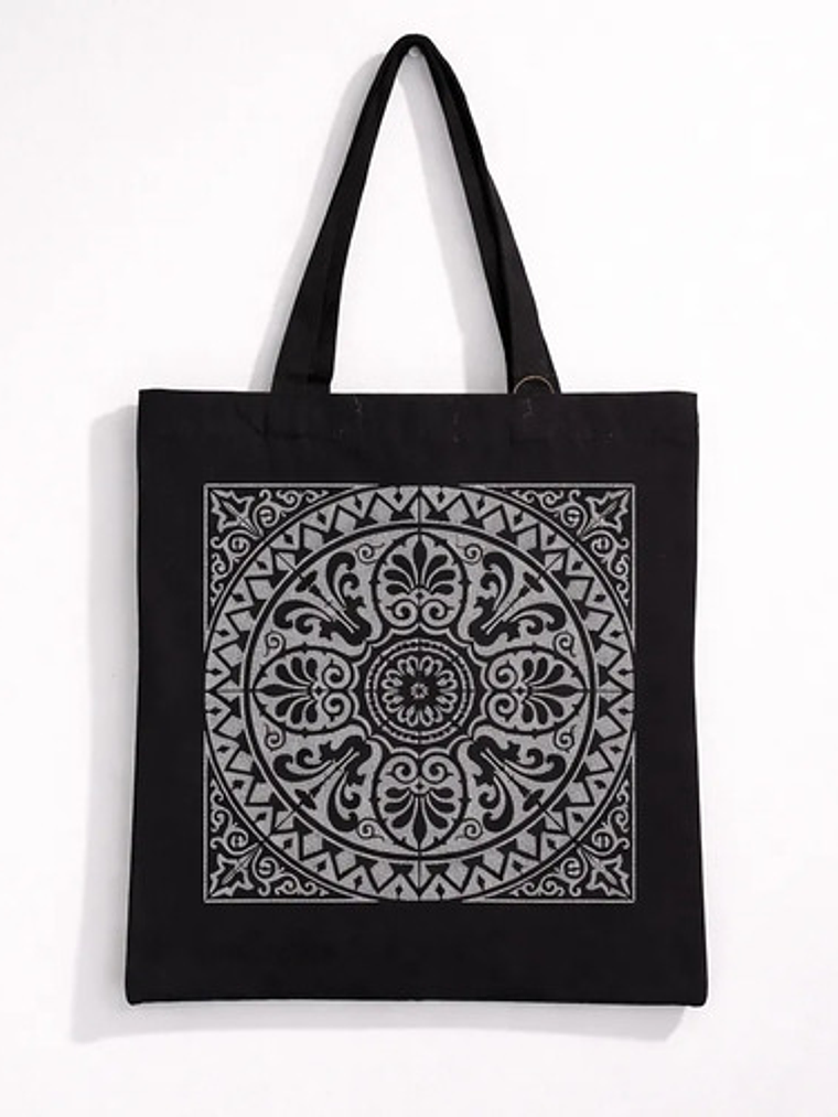 Bolso Tote Generica Tote Bag Lona Asas Negras 10