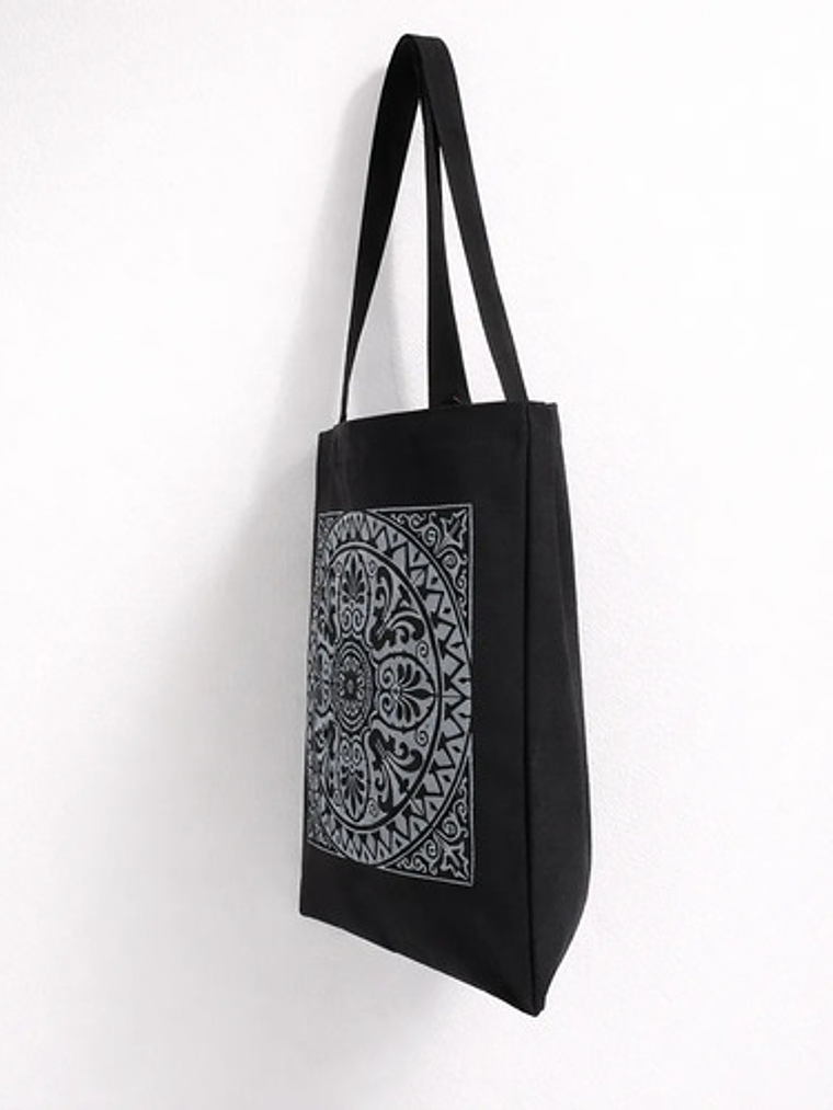 Bolso Tote Generica Tote Bag Lona Asas Negras 11