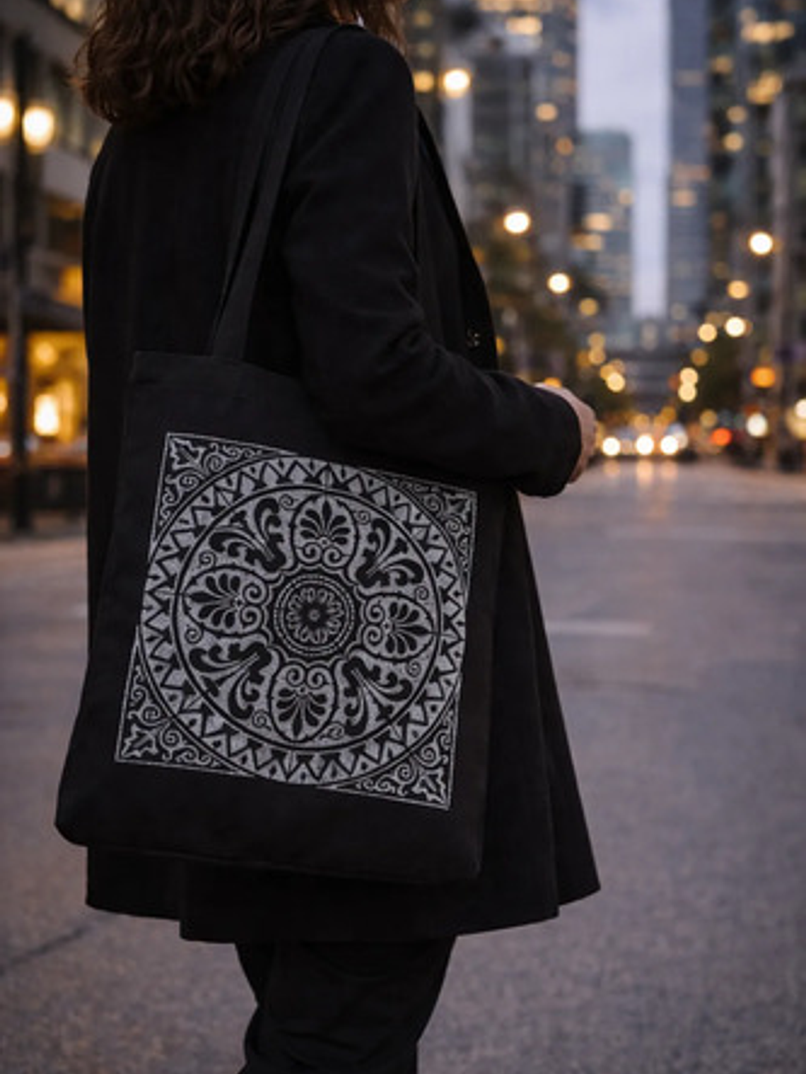 Bolso Tote Generica Tote Bag Lona Asas Negras 12