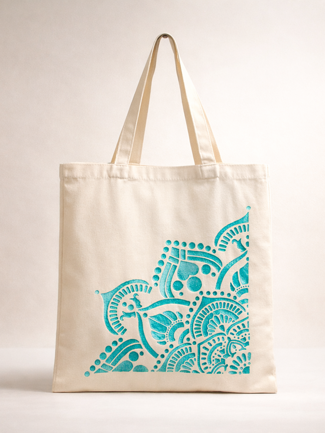 Bolso Tote Bag Algodón Natural Pintada Mano Colores 39x35 Cm 10