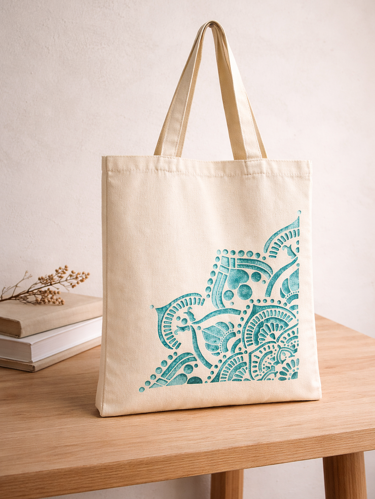 Bolso Tote Bag Algodón Natural Pintada Mano Colores 39x35 Cm 11