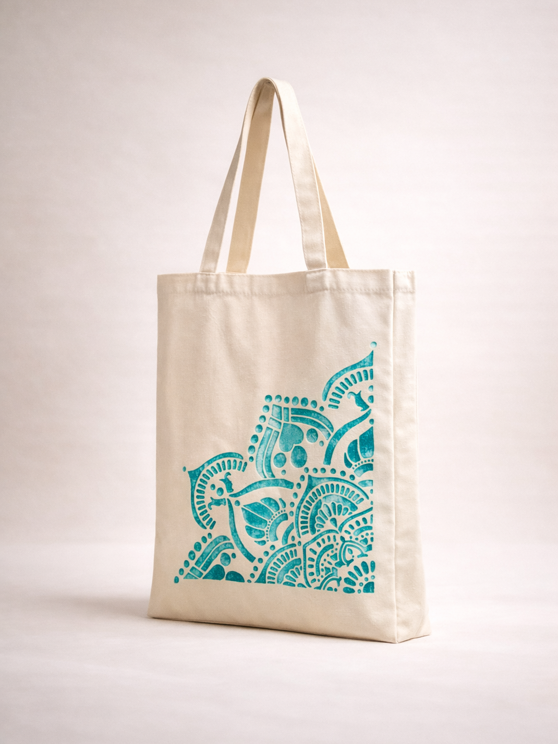 Bolso Tote Bag Algodón Natural Pintada Mano Colores 39x35 Cm 12