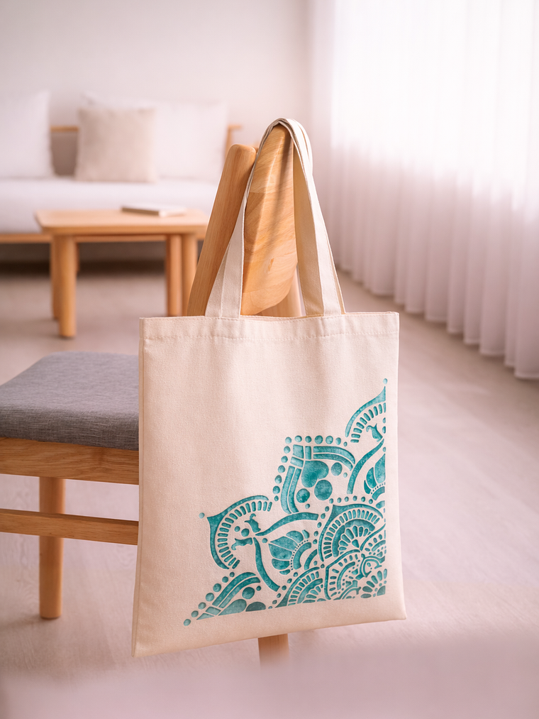 Bolso Tote Bag Algodón Natural Pintada Mano Colores 39x35 Cm 13