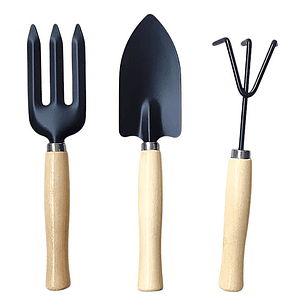 Set 3 Unidades Jardineria Pala Rastrillo Tridente Grande