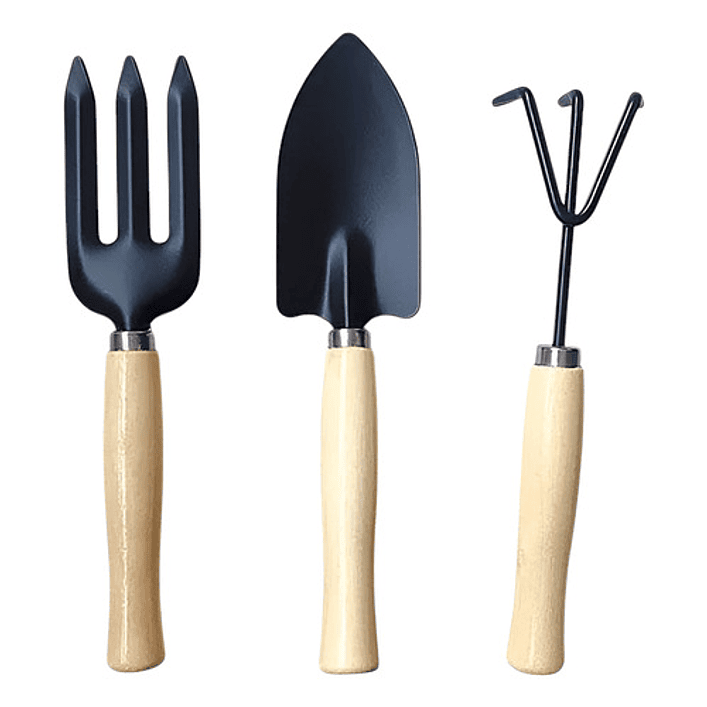 Set 3 Unidades Jardineria Pala Rastrillo Tridente Grande 1