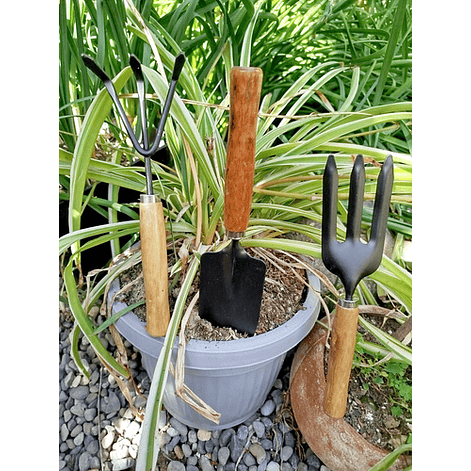 Set 3 Unidades Jardineria Pala Rastrillo Tridente Grande 5