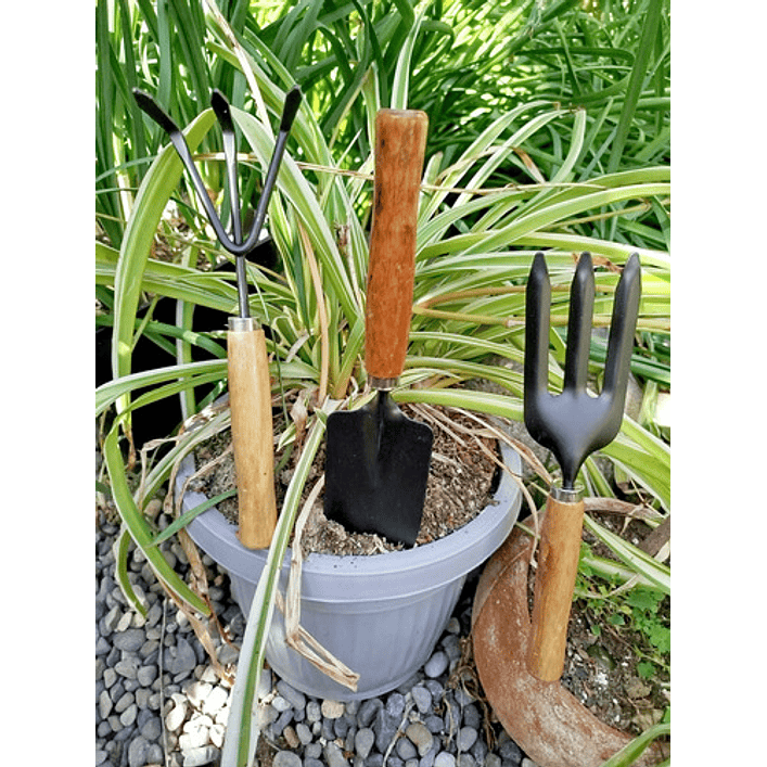 Set 3 Unidades Jardineria Pala Rastrillo Tridente Grande 5