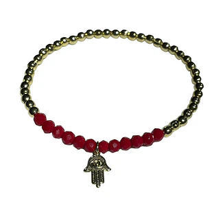 PULSERA AMELIE GOLD RED HAMSA