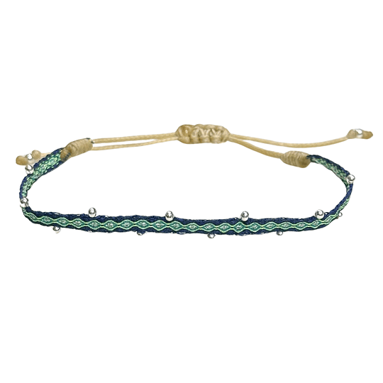 PULSERA SILK BLUE GREEN P925 SLIM