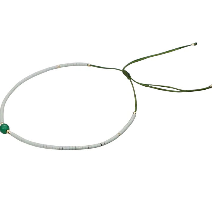 PULSERA DIXY GEMS GOLD BEIGE GREEN 2