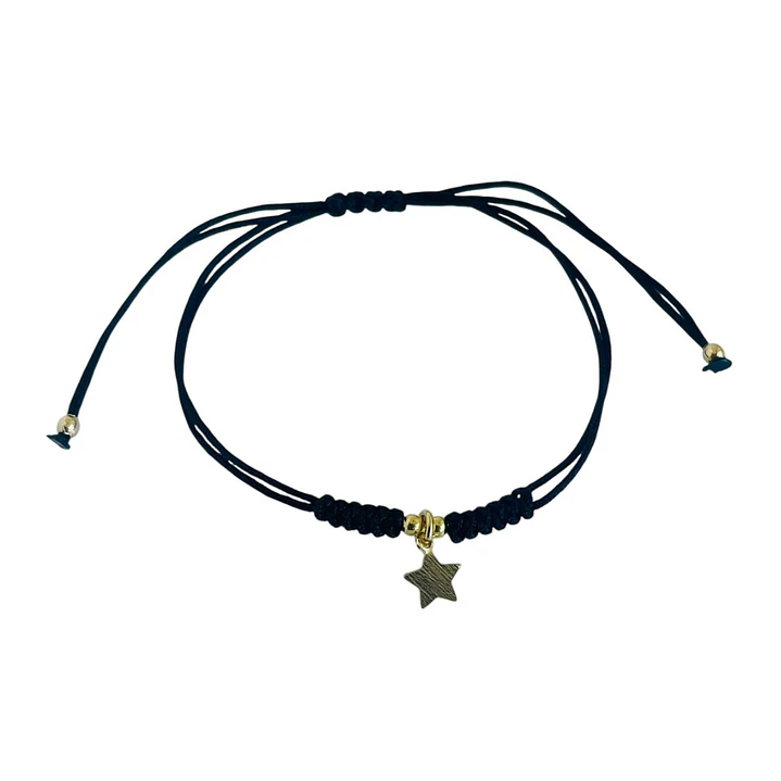 PULSERA THREAD BLACK GOLD STAR 1