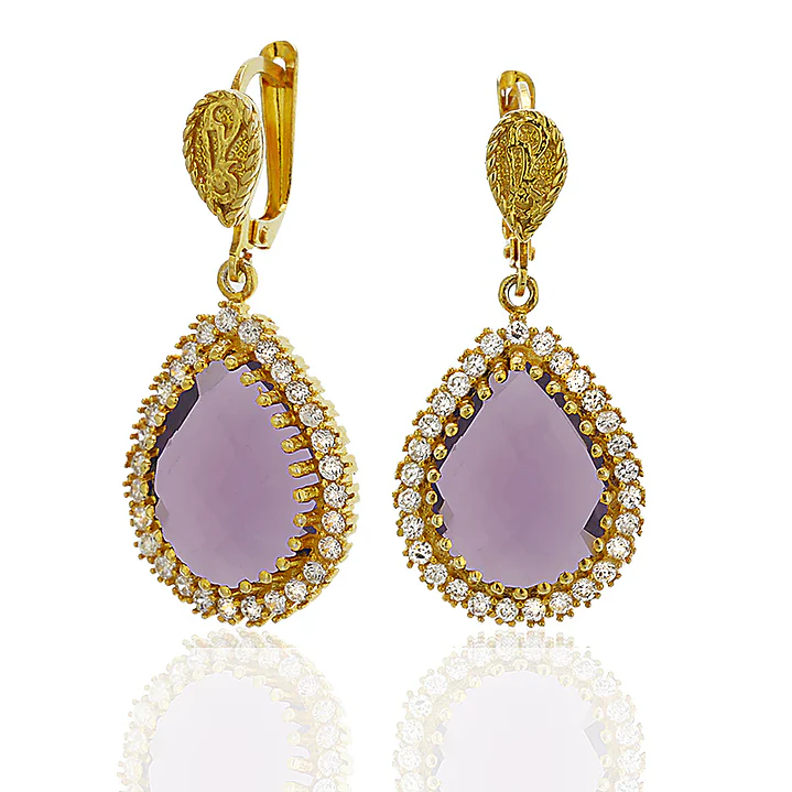AROS VINTAGE TEARDROP AMATISTA GOLD P925 1