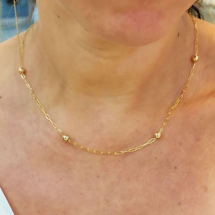 COLLAR GOLD FILLED BALLS CHAIN 45 cm 2