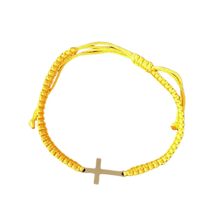 PULSERA MACRAME YELLOW CROSS 1