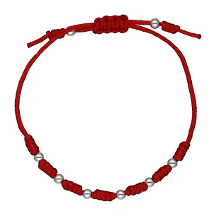 PULSERA MACRAME RED GOLD BALLS
