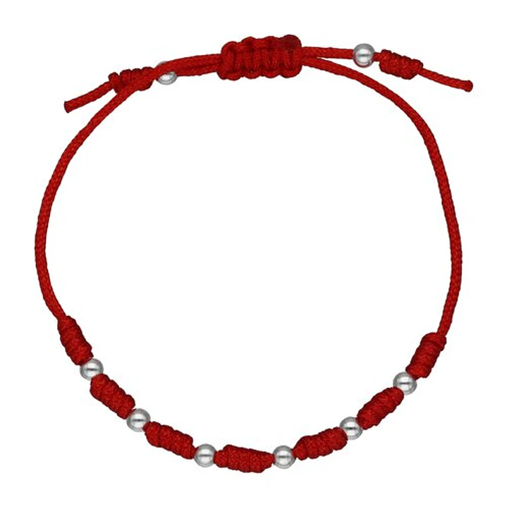 PULSERA MACRAME RED GOLD BALLS 1
