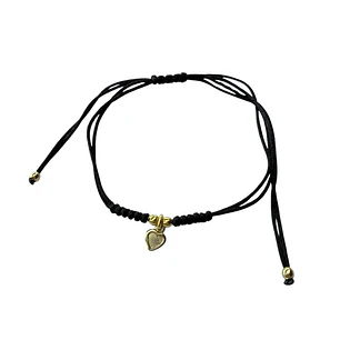 PULSERA THREAD BLACK GOLD HEART