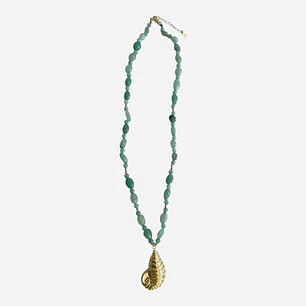 COLLAR COASTAL JADE SHELL GOLD 45 cm