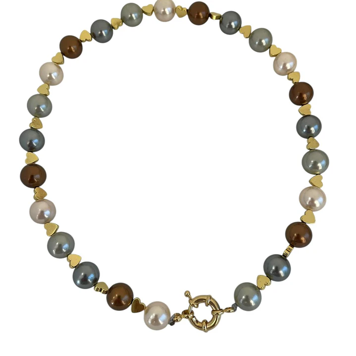 COLLAR GREY PEARL HEARTS 45 cm 1