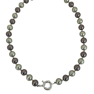 COLLAR GREY PEARL SILVER BALLS L