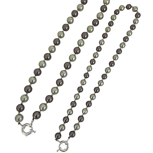 COLLAR GREY PEARL SILVER BALLS L