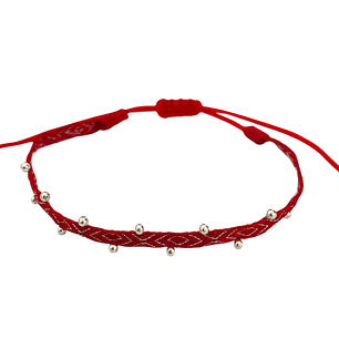 PULSERA SILK RED GOLD SLIM BALLS 