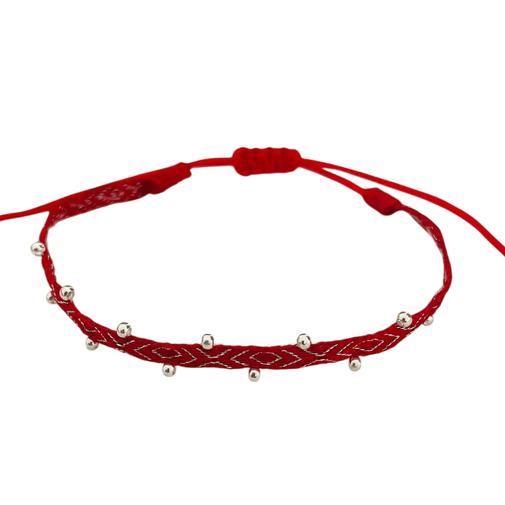 PULSERA SILK RED GOLD SLIM BALLS  1
