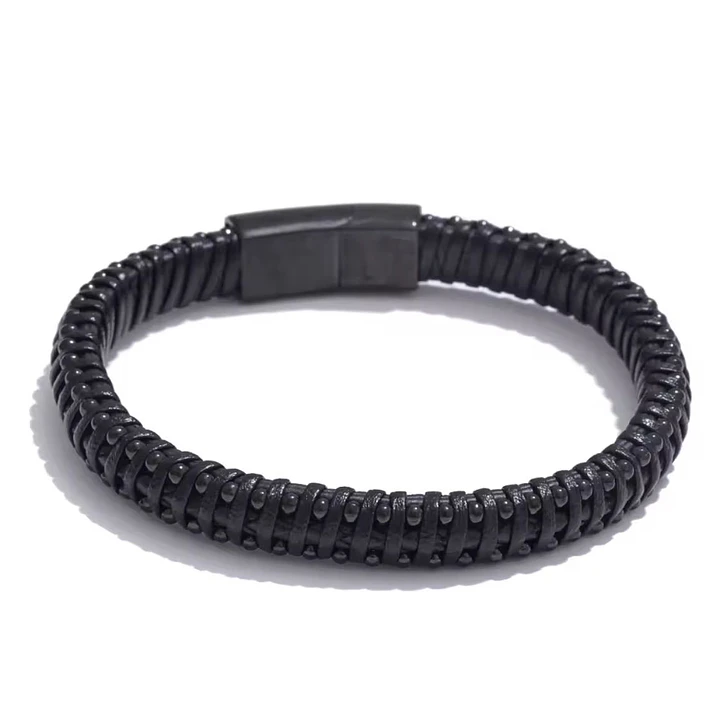 PULSERA LEATHER MATEO BLACK SLIM 1