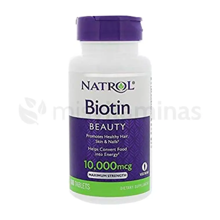 Biotin 10000 mcg Natrol 100 Tabletas Crece Pelo 1