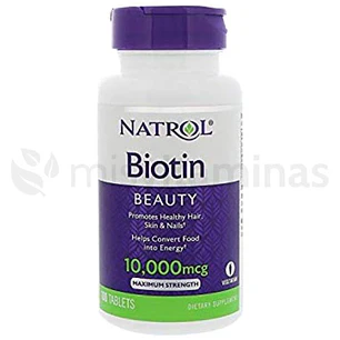 Biotin 10000 mcg Natrol 100 Tabletas Crece Pelo