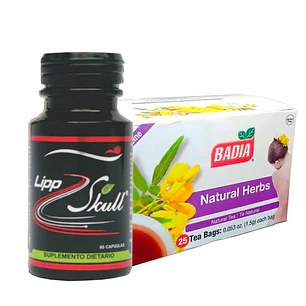 Combo Baja de Peso LippSkull 60 Cápsulas y Té Badia 25 sobres