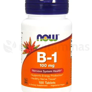 B1 Tiamina 100 mg 100 Tabletas Now
