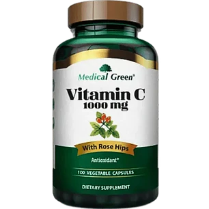 Vitamina C 1000 mg with Rose Hips Medical Green 100 Tabletas