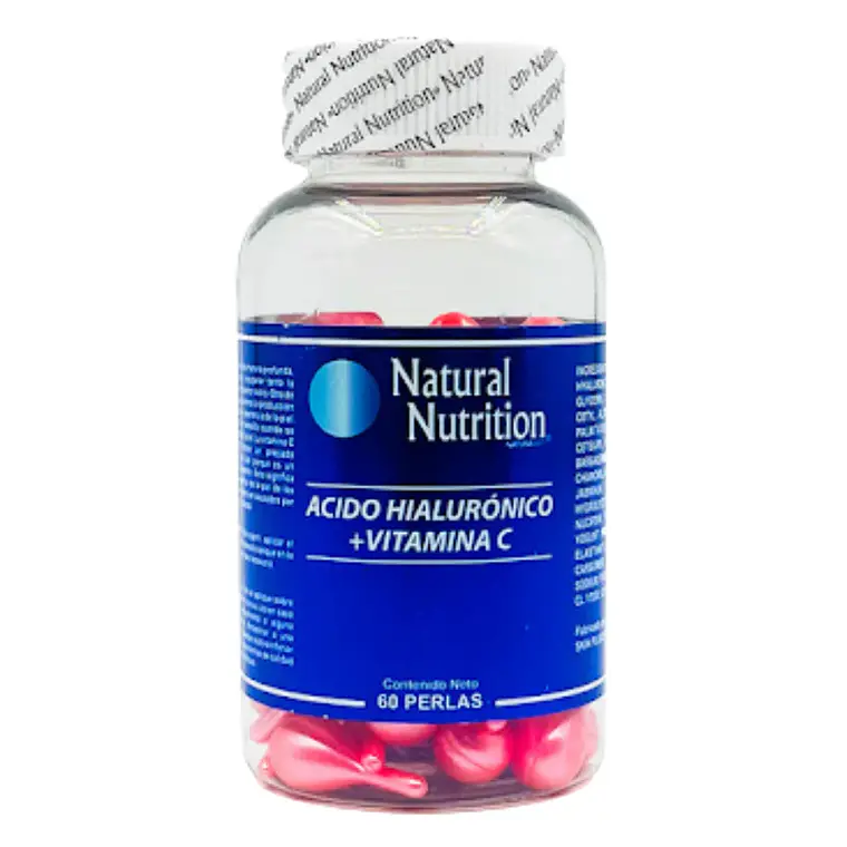 Ácido Hialurónico + Vitamina C 60 Perlas Tópico Natural Nutrition 1