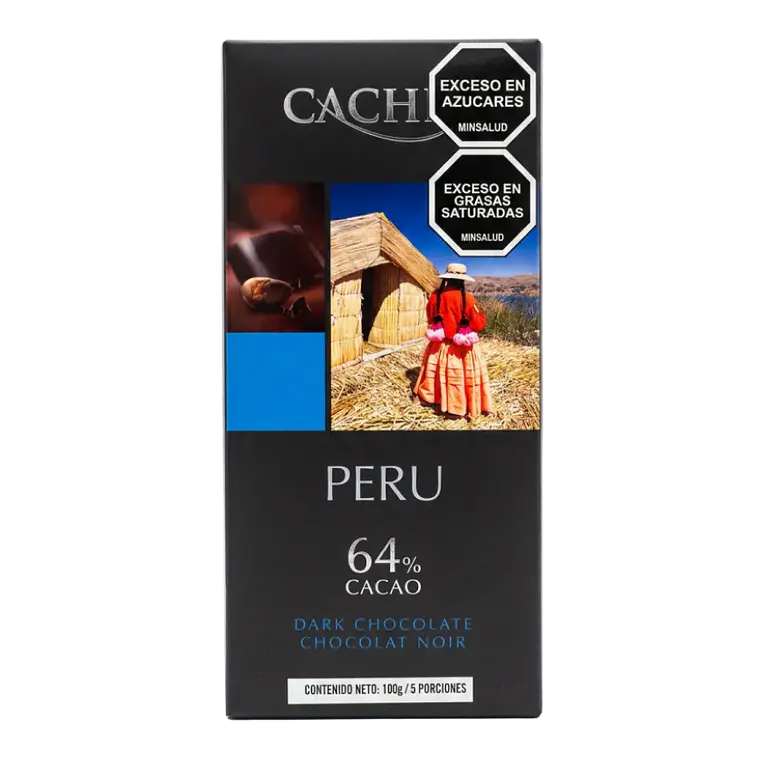 Chocolate Belga Negro 64% Cacao Perú 100 g Cachet 1