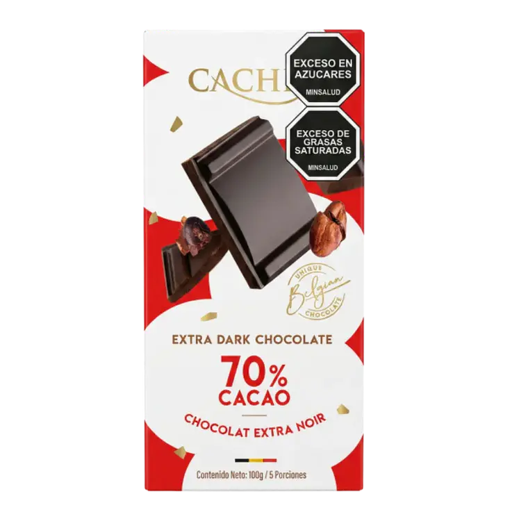 Chocolate Belga Negro 70% Cacao 100 g Cachet 1