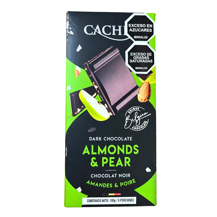 Chocolate Belga Negro con Almendras y Pera 100 g Cachet 1
