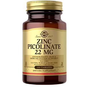 Zinc Picolinato 22 mg 100 Tabletas Solgar