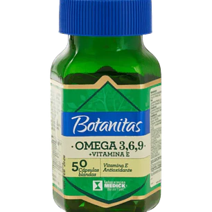 Omega 3 6 9 mas Vitamina E 50 Cápsulas Blandas Botanitas