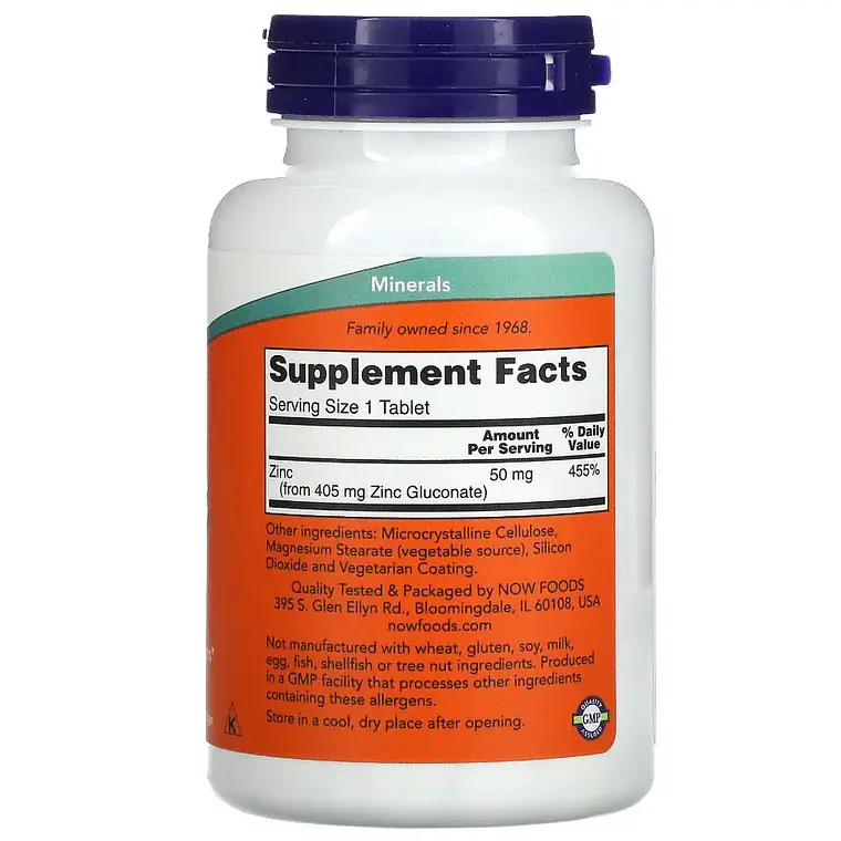 Zinc 50 Mg 250 Tabletas Gluconato Now 2