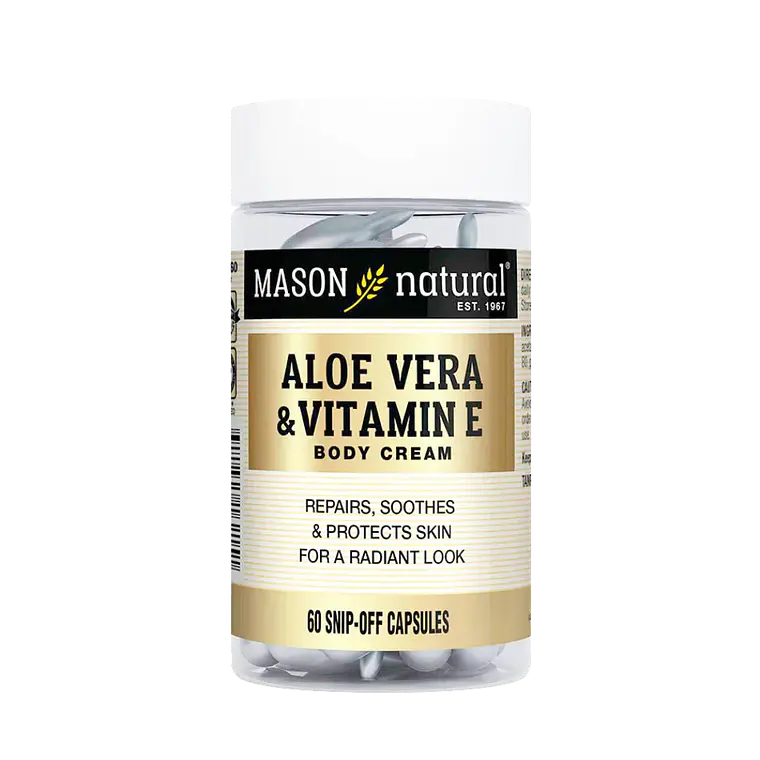 Aloe Vera & Vitamin E 60 Cápsulas Tópicas Mason Natural 1