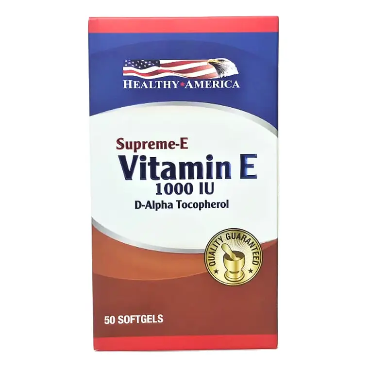 Vitamina E 1000 IU D-Alpha Tocopherol 50 Softgels Healthy America 1