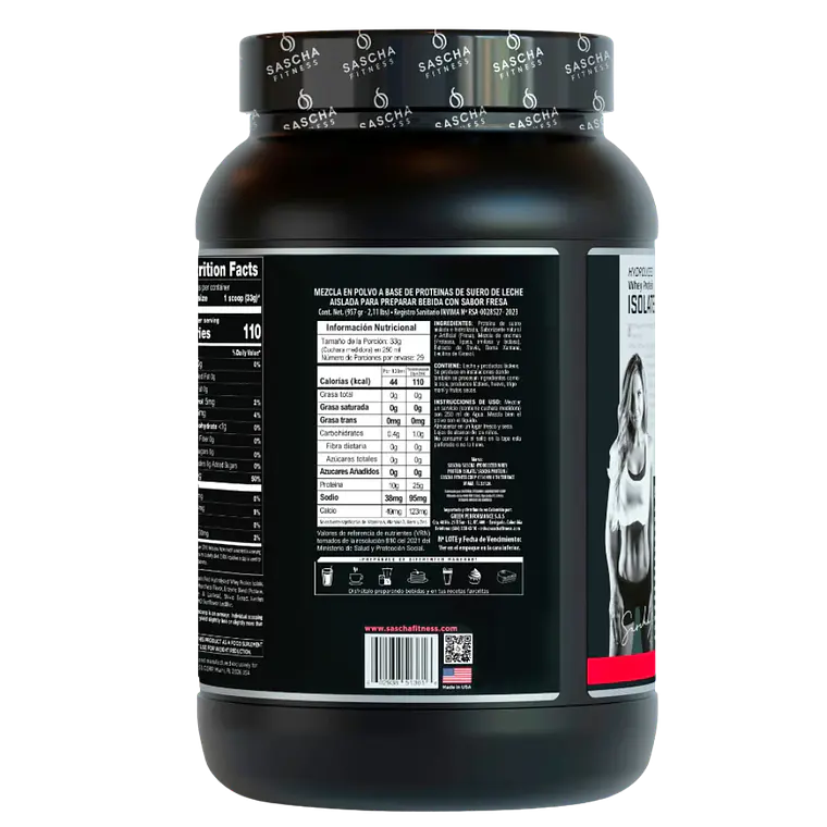 Sascha Whey Protein Isolate Fresa 2.17 libras 2