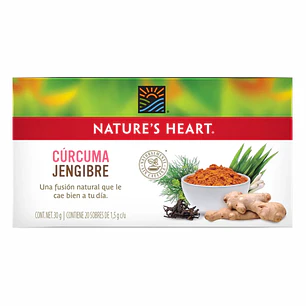 Infusión Cúrcuma y Jengibre 20 Sobres Nature's Heart