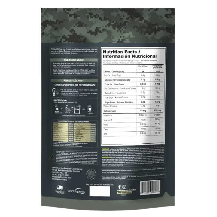 Titan Army 2 Libras Mass Gainer Vitanas Vainilla 2