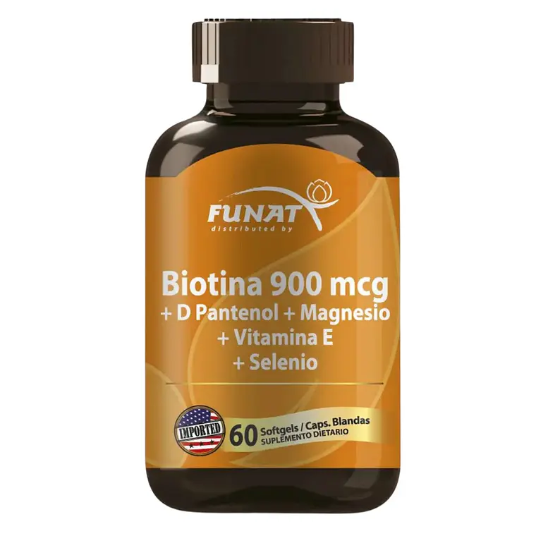 Biotina 900 mcg Pantenol Magnesio Vitamina E Selenio Funat 1