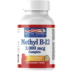Methyl B-12 2000 mcg Healthy America 100 Tabletas masticables